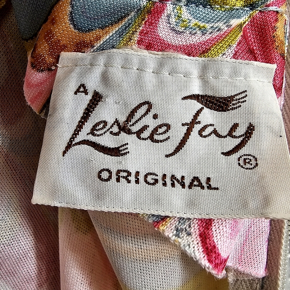 60's/70's Leslie Faye Original Phsysodelic Pinks Marble Sleeveless Maxi… - Picture 3 of 17